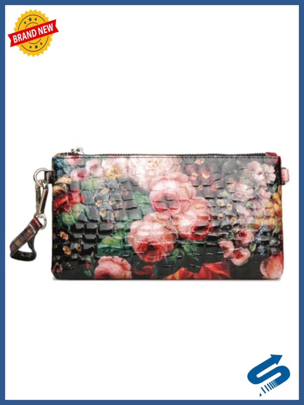 Genuine Leather Wristlet Envelope Clutch Small Crossbody Evening Bag